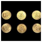 6 1945 2 Pesos Gold
