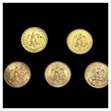 5 1945 2 Pesos Gold