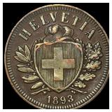 1893 Switzerland Bronze 2 Rappen