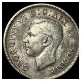 1945 Canada Silver 25 Cents .800oz ASW