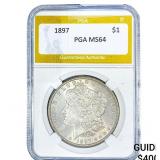 1897 Morgan Silver Dollar PGA MS64