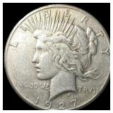 5 1927 Silver Peace Dollar ABOUT UNCIRCULATED