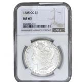 1885-CC Morgan Silver Dollar NGC MS63