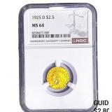 1925-D $2.50 Gold Quarter Eagle NGC MS64