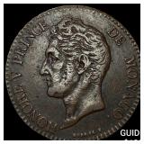 1837 Monaco Copper 5 Centimes Small Head