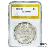 1890-O Morgan Silver Dollar PGA MS64