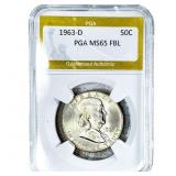 1963-D Franklin Half Dollar PGA MS65 FBL