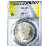 1880-S Morgan Silver Dollar ANACS MS63