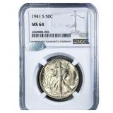 1941-S Walking Liberty Half Dollar NGC MS64
