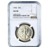 1946 Walking Liberty Half Dollar NGC AU58
