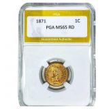 1871 Indian Head Cent PGA MS65 RD