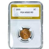 1905 Indian Head Cent PGA MS65 RD
