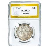 1935-S San Diego Half Dollar PGA MS66