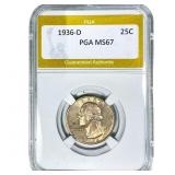 1936-D Washington Silver Quarter PGA MS67