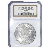 1891-CC Morgan Silver Dollar NGC MS63 Spitting Eag