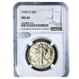 1939-D Walking Liberty Half Dollar NGC MS65