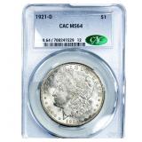 1921-D Morgan Silver Dollar CAC MS64