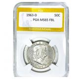 1963-D Franklin Half Dollar PGA MS65 FBL