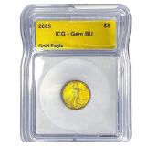 2005 1/10oz $5 Gold Eagle ICG Gem BU