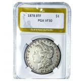 1878 8TF Morgan Silver Dollar PGA VF30