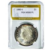 1880-S Morgan Silver Dollar PGA MS66 PL