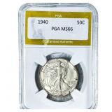 1940 Walking Liberty Half Dollar PGA MS66