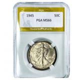 1945 Walking Liberty Half Dollar PGA MS66