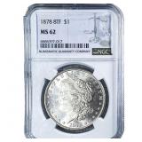 1878 8TF Morgan Silver Dollar NGC MS62