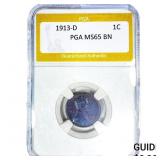 1913-D Wheat Cent PGA MS65 BN
