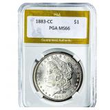 1883-CC Morgan Silver Dollar PGA MS66