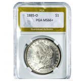 1885-O Morgan Silver Dollar PGA MS66+