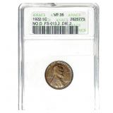 1922 No D Wheat Cent ANACS VF35