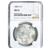 1888-S Morgan Silver Dollar NGC MS62