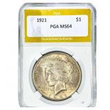 1921 Silver Peace Dollar PGA MS64