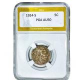 1924-S Buffalo Nickel PGA AU50