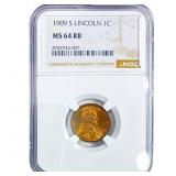 1909-S Wheat Cent NGC MS64 RB