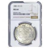 1881-CC Morgan Silver Dollar NGC MS64