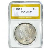 1925-S Silver Peace Dollar PGA MS63+