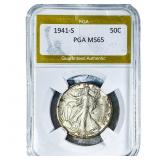1941-S Morgan Silver Half Dollar PGA MS65