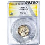 1938-D Jefferson Nickel ANACS MS67