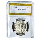 1942 Walking Liberty Half Dollar PGA MS66