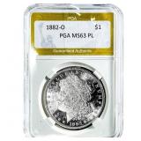 1882-O Morgan Silver Dollar PGA MS63 PL