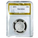 1872 Seated Liberty Quarter PGA MS62