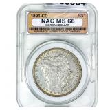1891-CC Morgan Silver Dollar NAC MS66