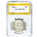 1948-D Franklin Half Dollar PGA MS66 FBL