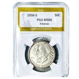1936-S Arkansas Half Dollar PGA MS66
