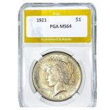 1921 Silver Peace Dollar PGA MS64