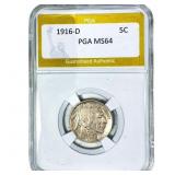1916-D Buffalo Nickel PGA MS64