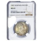 1907 Newfoundland Silver 50C NGC MS63