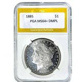 1885 Morgan Silver Dollar PGA MS64+ DMPL